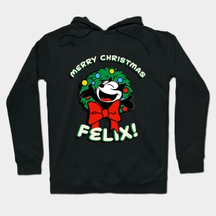 Merry Christmas Felix! Felix Burst Joyfully from Xmas Wreath Hoodie